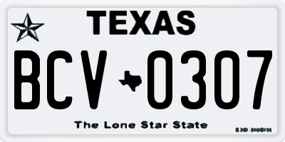 TX license plate BCV0307
