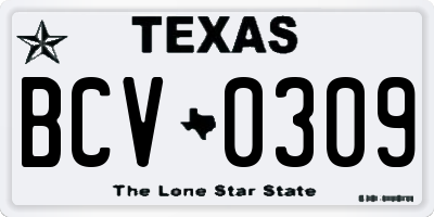TX license plate BCV0309