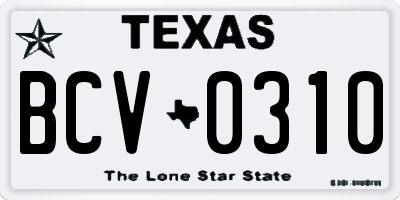 TX license plate BCV0310