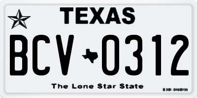 TX license plate BCV0312