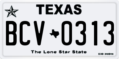 TX license plate BCV0313