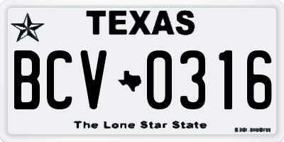 TX license plate BCV0316