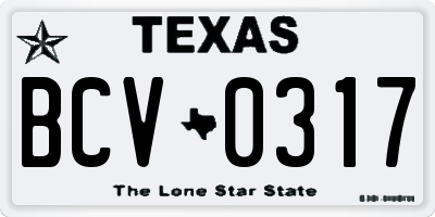 TX license plate BCV0317