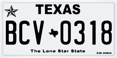 TX license plate BCV0318