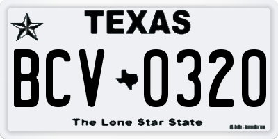 TX license plate BCV0320