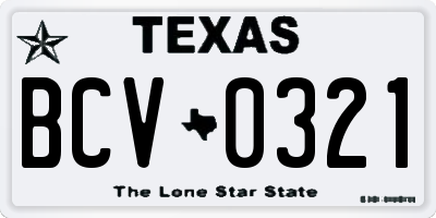 TX license plate BCV0321