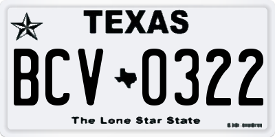 TX license plate BCV0322