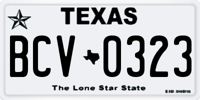 TX license plate BCV0323
