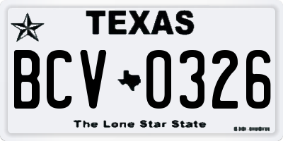 TX license plate BCV0326