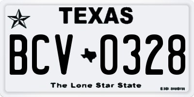 TX license plate BCV0328