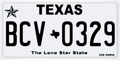 TX license plate BCV0329