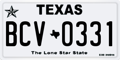 TX license plate BCV0331
