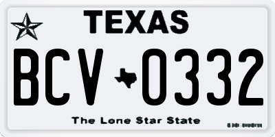TX license plate BCV0332
