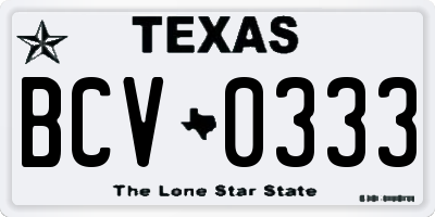TX license plate BCV0333