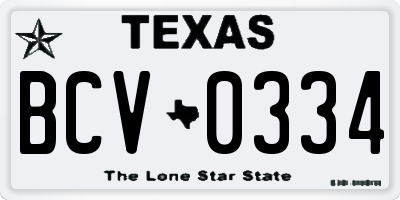 TX license plate BCV0334