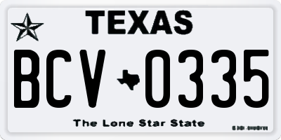 TX license plate BCV0335