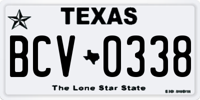 TX license plate BCV0338