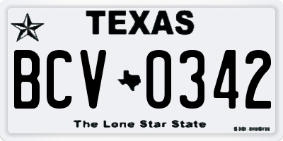 TX license plate BCV0342