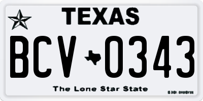 TX license plate BCV0343