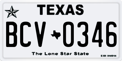TX license plate BCV0346