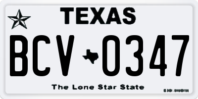 TX license plate BCV0347