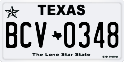 TX license plate BCV0348