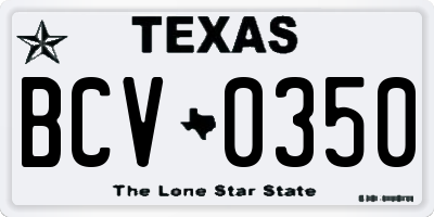 TX license plate BCV0350