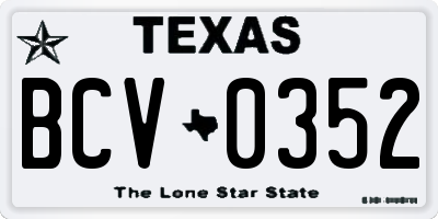 TX license plate BCV0352