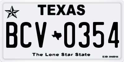 TX license plate BCV0354
