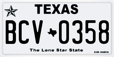 TX license plate BCV0358