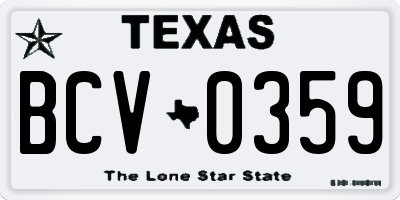 TX license plate BCV0359