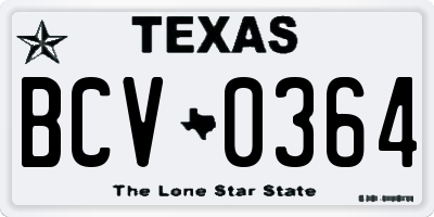 TX license plate BCV0364