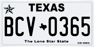 TX license plate BCV0365
