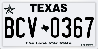 TX license plate BCV0367