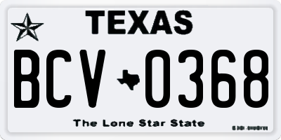 TX license plate BCV0368