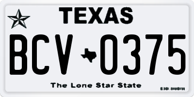 TX license plate BCV0375