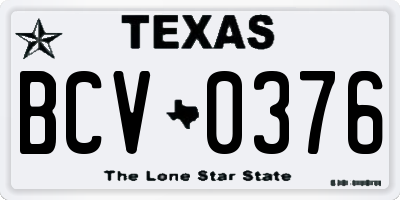 TX license plate BCV0376