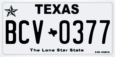 TX license plate BCV0377