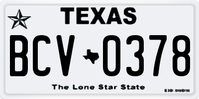 TX license plate BCV0378