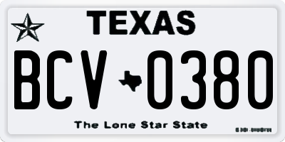TX license plate BCV0380