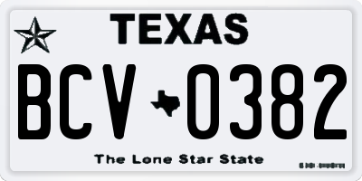 TX license plate BCV0382