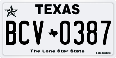 TX license plate BCV0387