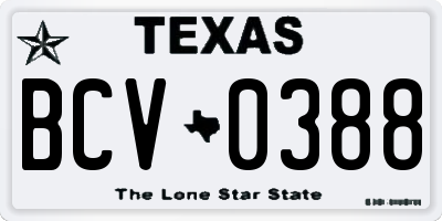 TX license plate BCV0388