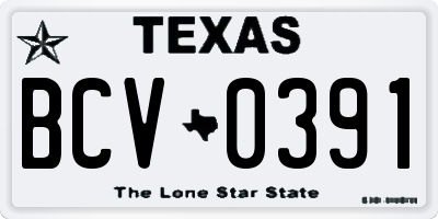 TX license plate BCV0391