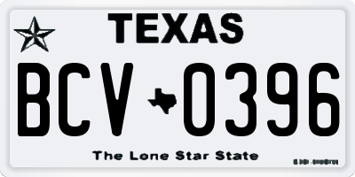 TX license plate BCV0396