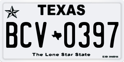 TX license plate BCV0397