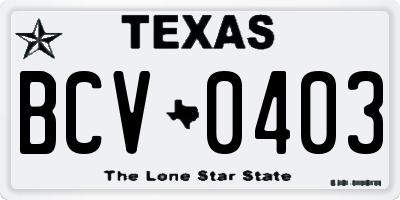 TX license plate BCV0403