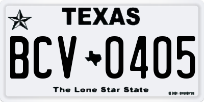 TX license plate BCV0405