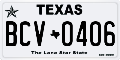 TX license plate BCV0406