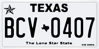 TX license plate BCV0407